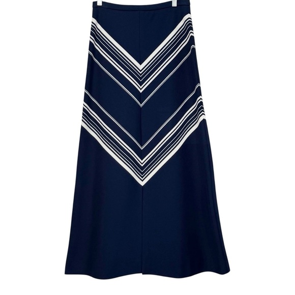 James Kenrob vintage 70s Navy Blue Chevron Women's Skirt maxi size 8 - Picture 12 of 12